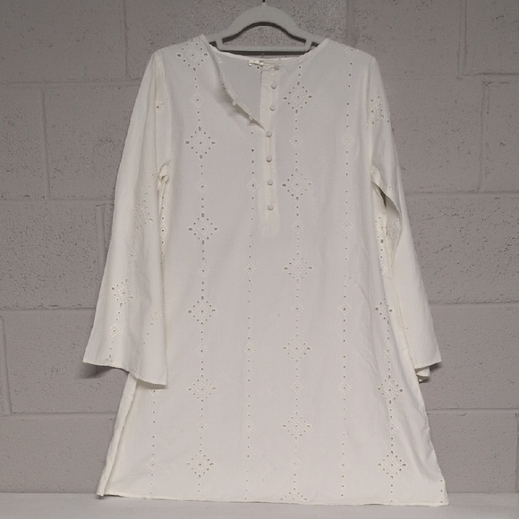 Zara Tops - ZARAHome Women's Off-White Eyelet Cotton Tunic Dress, XS, NWOT, Cottagecore